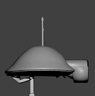 Image 3D de la tête d'un pit droïd de profil